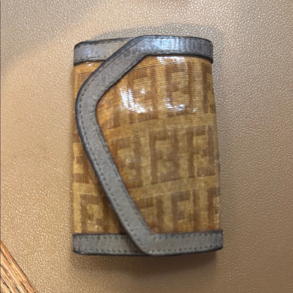 Vintage Fendi Tan and Gray Key Holder